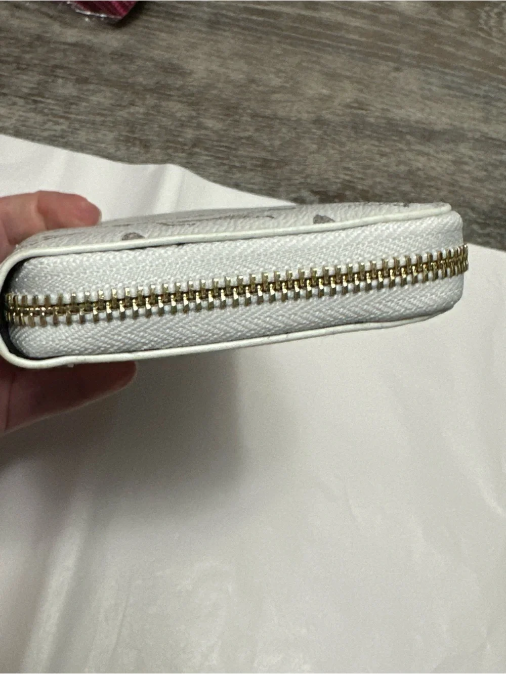 Inspired White and Gray Monogram Zip Wallet